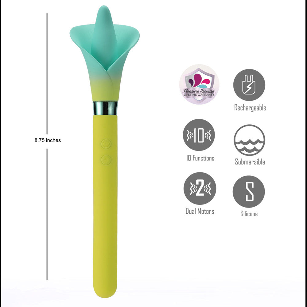 Maia VALA - Yellow - Yellow/Green 22.2 cm USB Rechargeable Flower Vibrator-MA25-07-YELLOW