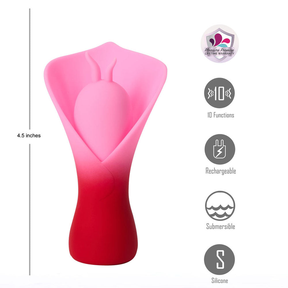 Maia MINA - Red - Red/Pink USB Rechargeable Fluttering Flower Stimulator-MA25-11-RED