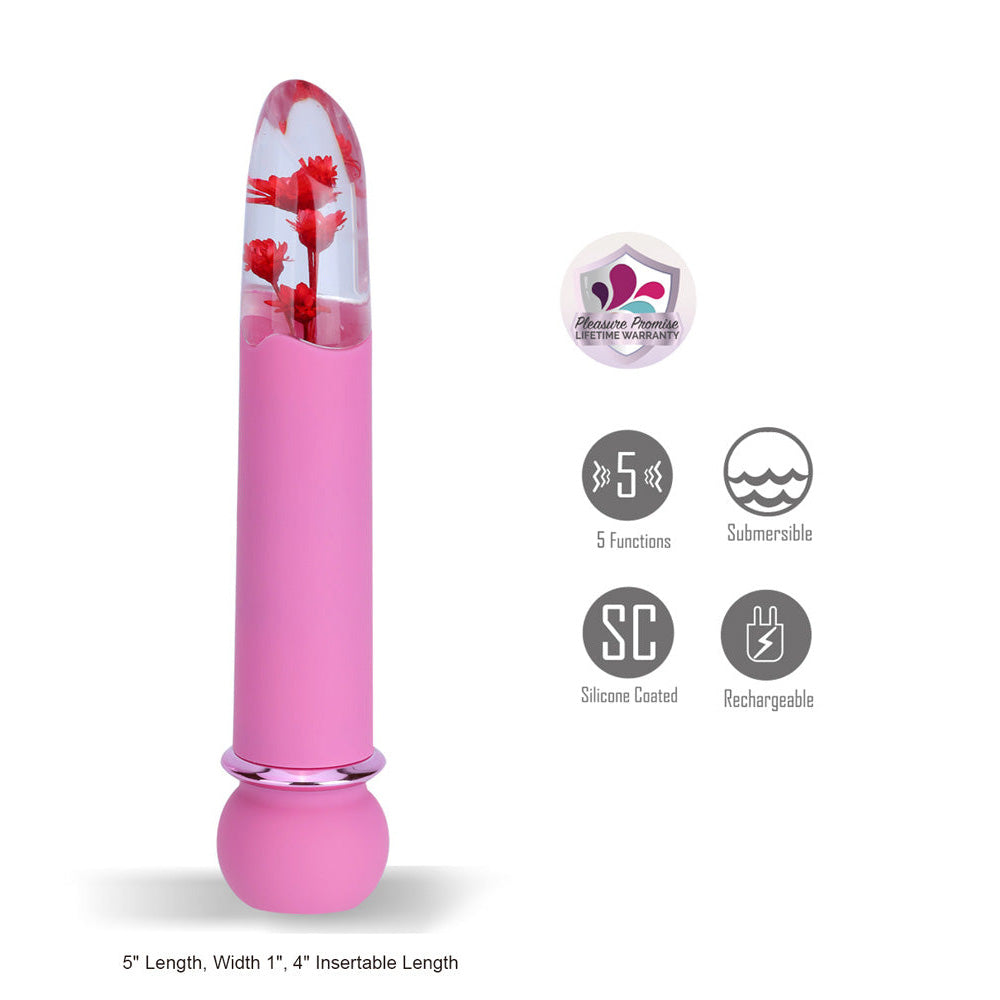Maia FLORA - Pink - Pink 12.7 cm USB Rechargeable Powerful Bullet - MA26-01-PINK