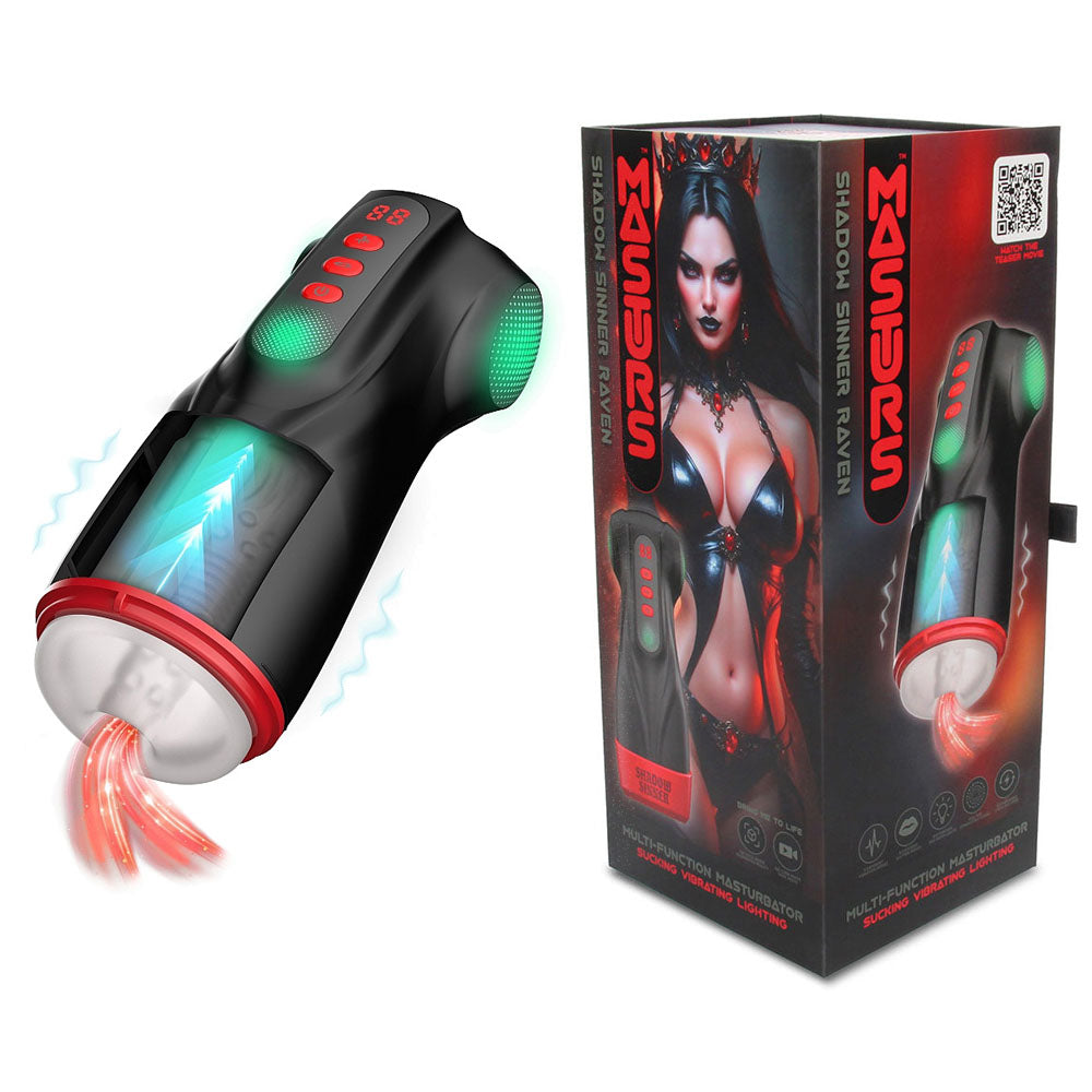 MASTURS Raven - USB Rechargeable Vibrating and Sucking Auto Stroker with Augmented Reality - MAS002BLK