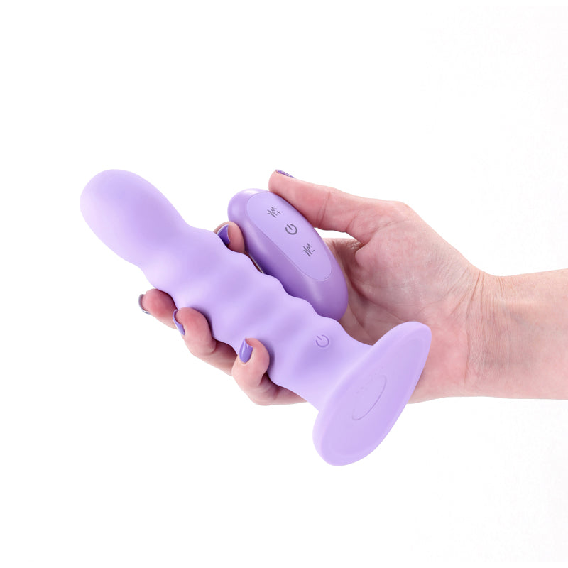 Colours Ribbed - 6 Vibrating Dildo - Purple - Purple 16.5 cm USB Rechargeable Vibrating Dildo with Wireless Remote - NSN-0401-55