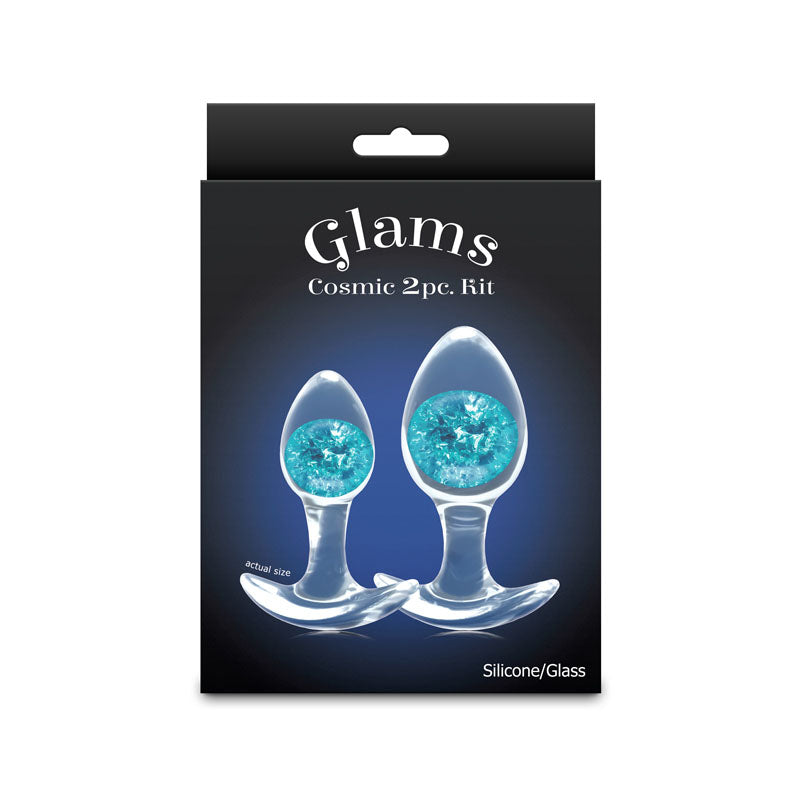 Glams Cosmic 2pc Kit - Blue - Clear/Blue Butt Plugs - Set of 2 Sizes-NSN-0515-07