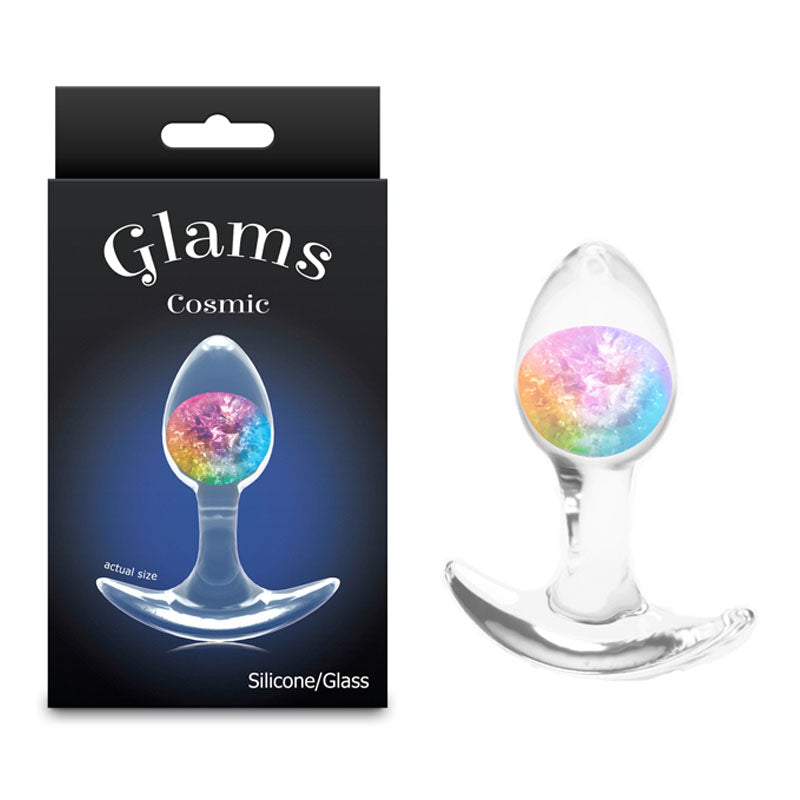 Glams Cosmic - Small - Rainbow - Clear/Rainbow 8.1 cm Small Butt Plug-NSN-0515-19