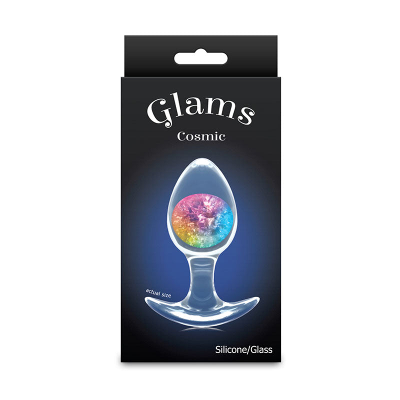 Glams Cosmic - Medium - Rainbow - Clear/Rainbow 9.5 cm Small Butt Plug-NSN-0515-29