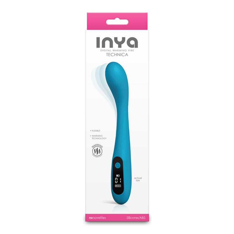 INYA Technica - Teal - Teal 19.2 cm USB Rechargeable Warming Vibrator - NSN-0560-38