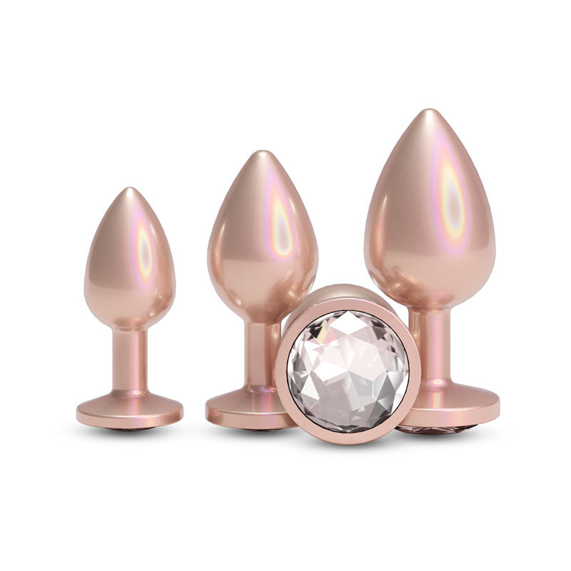 Rear Assets Trainer Kit - Iridescent Champagne - Iridescent Champagne Metallic Butt Plugs - Set of 3 Sizes - NSN-0960-06