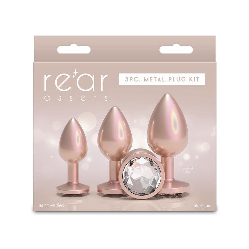 Rear Assets Trainer Kit - Iridescent Champagne - Iridescent Champagne Metallic Butt Plugs - Set of 3 Sizes - NSN-0960-06