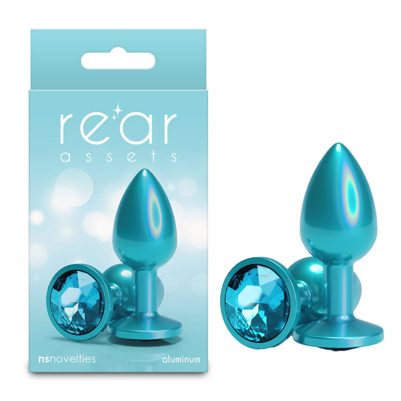 Rear Assets Iridescent - Small - Teal - Iridescent Teal 7.1 cm Small Butt Plug - NSN-0968-07