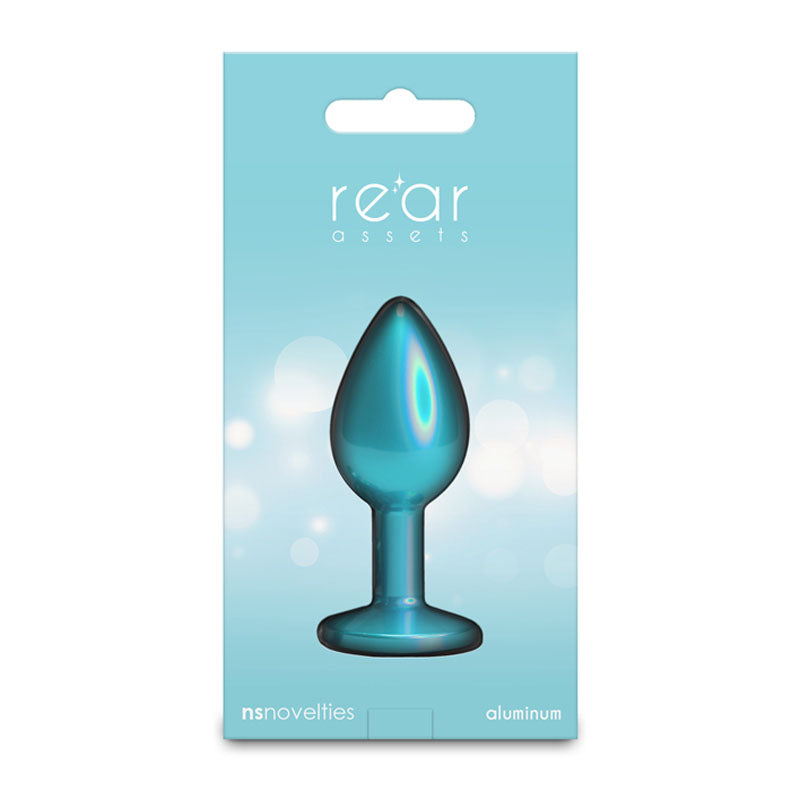 Rear Assets Iridescent - Small - Teal - Iridescent Teal 7.1 cm Small Butt Plug - NSN-0968-07
