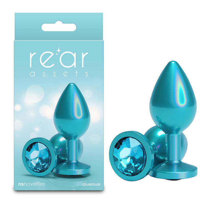 Rear Assets Iridescent - Medium - Teal - Iridescent Teal 8.2 cm Medium Butt Plug - NSN-0968-17