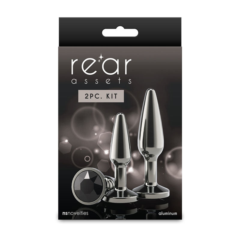 Rear Assets Tapered Trainer Kit - Gunmetal - Gunmetal Grey Metal Butt Plugs - Set of 2 Sizes - NSN-0969-03