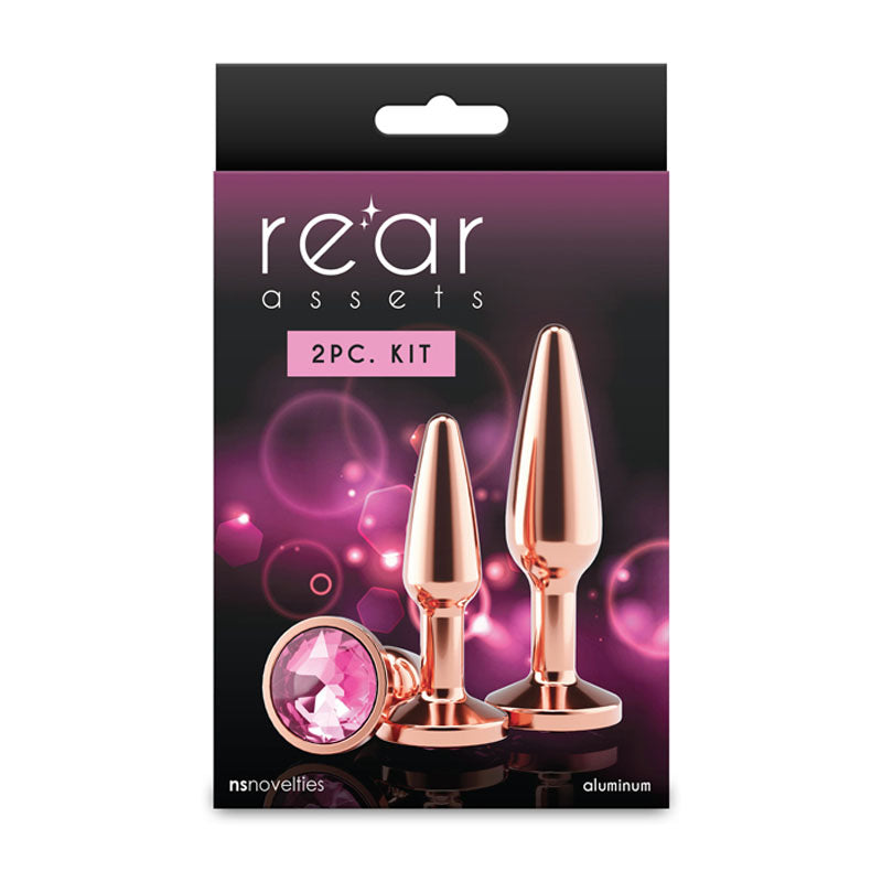 Rear Assets Tapered Trainer Kit - Rose Gold - Rose Gold Metal Butt Plugs - Set of 2 Sizes - NSN-0969-04