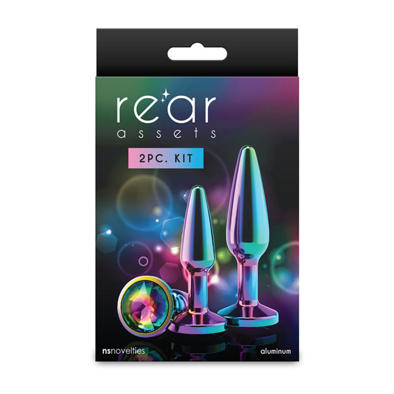 Rear Assets Tapered Trainer Kit - Multicolour - Multicoloured Metal Butt Plugs - Set of 2 Sizes-NSN-0969-09