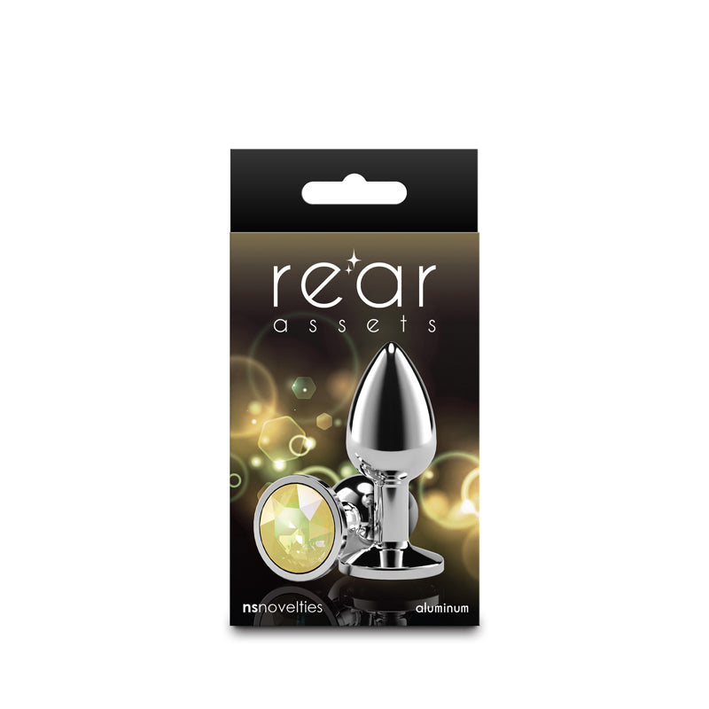 Rear Assets Silver - Small - Yellow Gem - Silver Small Metal Butt Plug with Yellow Gem Base - NSN-0970-09