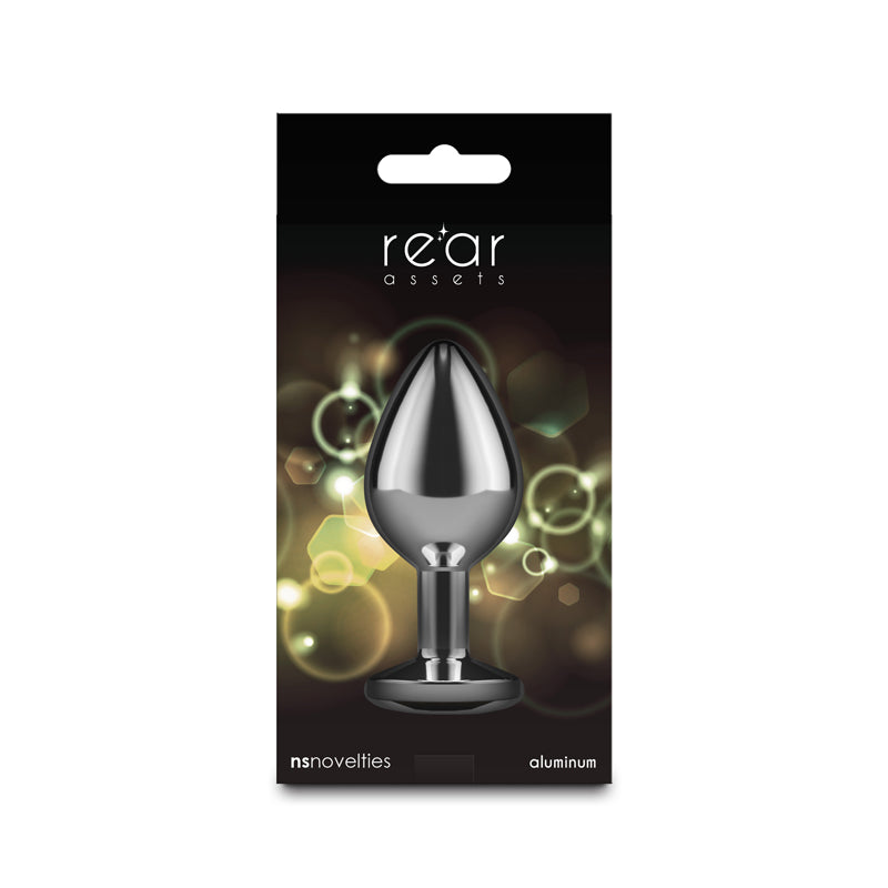 Rear Assets Silver - Medium - Yellow Gem - Silver Medium Metal Butt Plug with Yellow Gem Base - NSN-0970-19