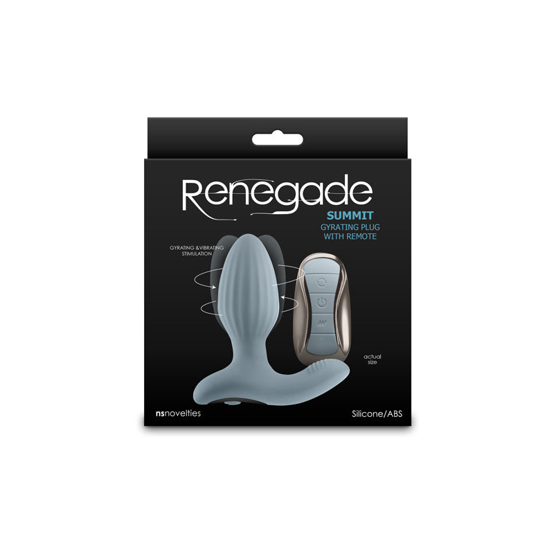 Renegade Summit - Grey - Grey 10.2 cm USB Rechargeable Vibrating Butt Plug with Remote-NSN-1132-79