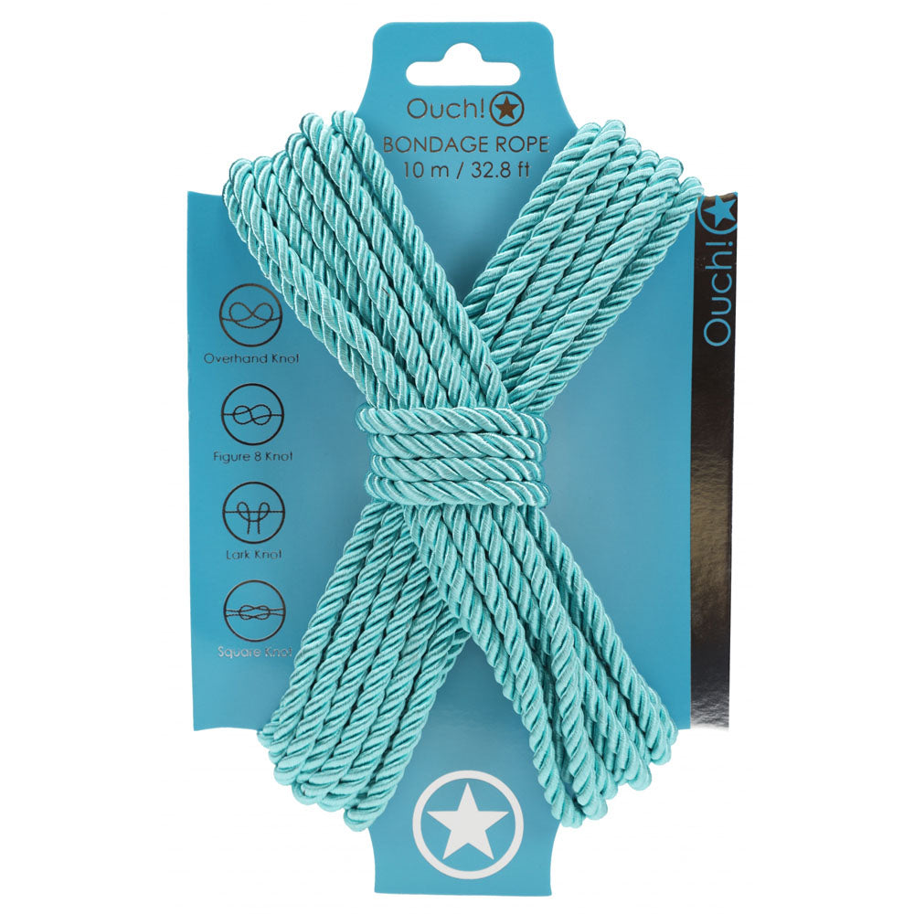 OUCH! Bondage Rope - 10 M - Blue - Blue Nylon Bondage Rope - 10 metre Length-OU1058BLU