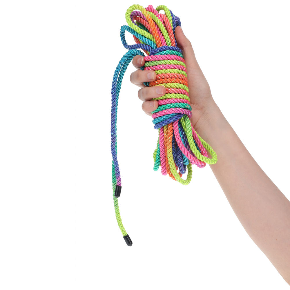 OUCH! Bondage Rope - 10 M - Multicolour 2 - Multicoloured Nylon Bondage Rope - 10 metre Length-OU1058MUL2