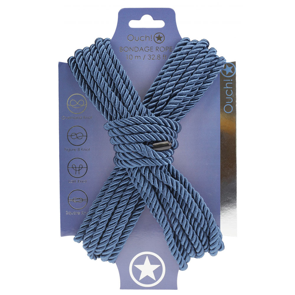OUCH! Bondage Rope - 10 M - Navy Blue - Navy Blue Nylon Bondage Rope - 10 metre Length-OU1058NVY