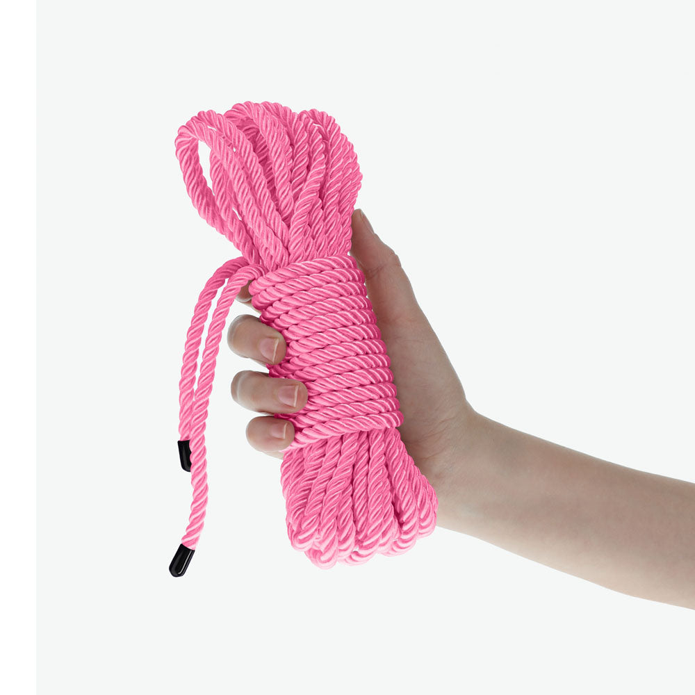 OUCH! Bondage Rope - 10 M - Pink - Pink Nylon Bondage Rope - 10 metre Length-OU1058PNK
