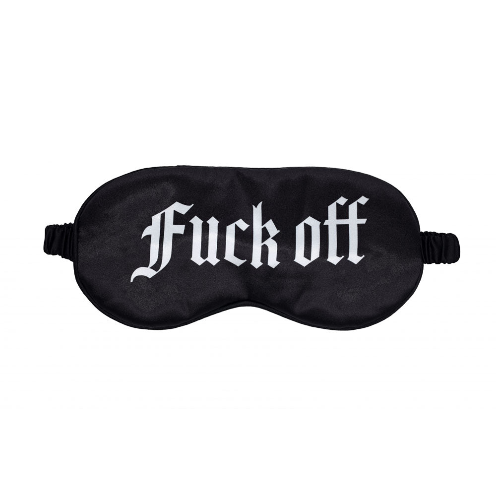 OUCH! Satin Mask - Fuck Off - Black Printed Eye Mask - OU1066BLK