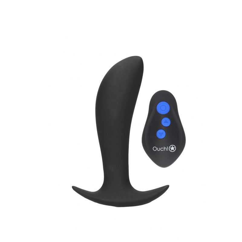 OUCH! e-Stim & Vibrating Butt Plug with Wireless Remote - Black 12.3 cm USB Rechargeable Vibrating Butt Plug with e-Stim-OU579BLK