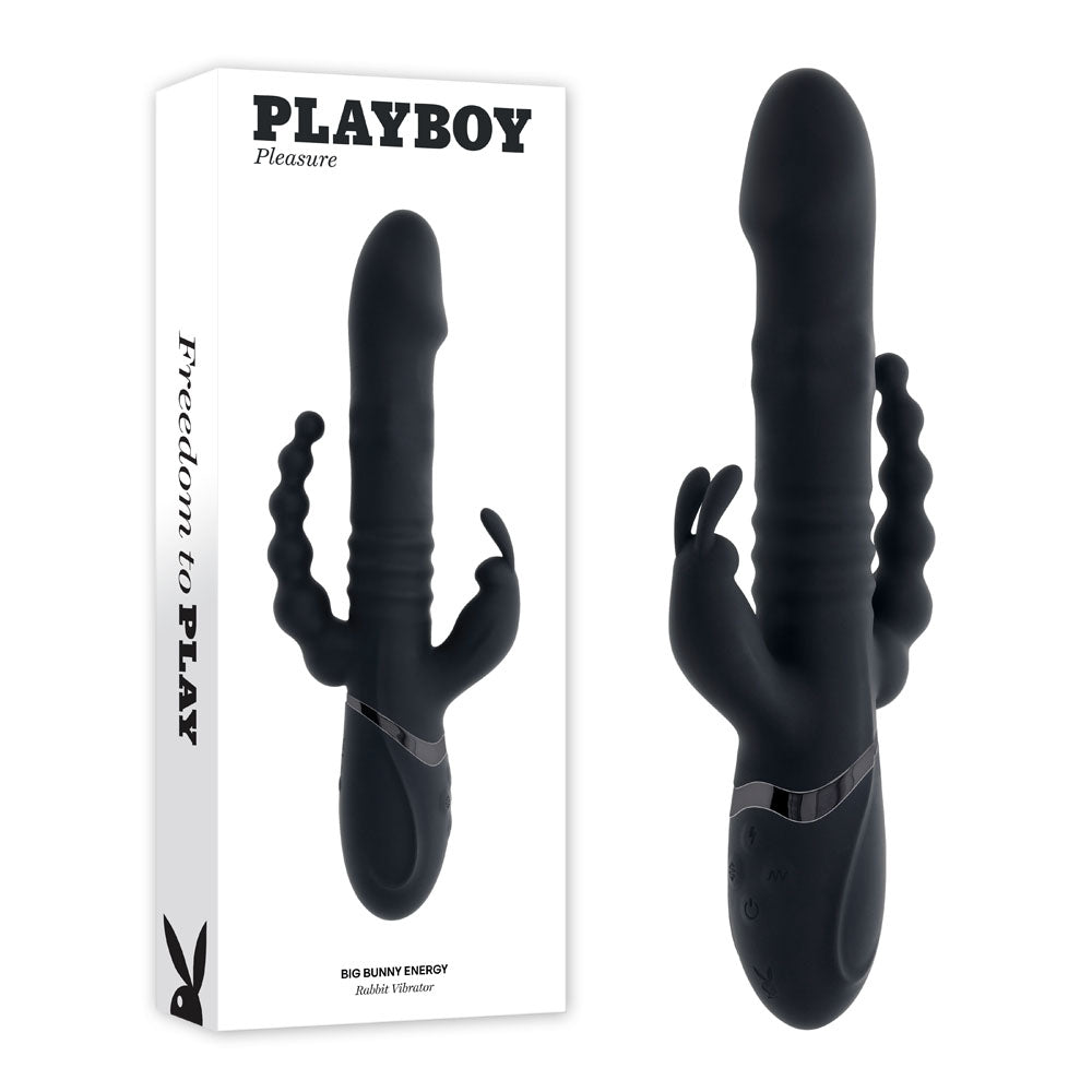 Playboy Pleasure BIG BUNNY ENERGY - Black 26.2 cm USB Rechargeable Rabbit Vibrator with Anal Be