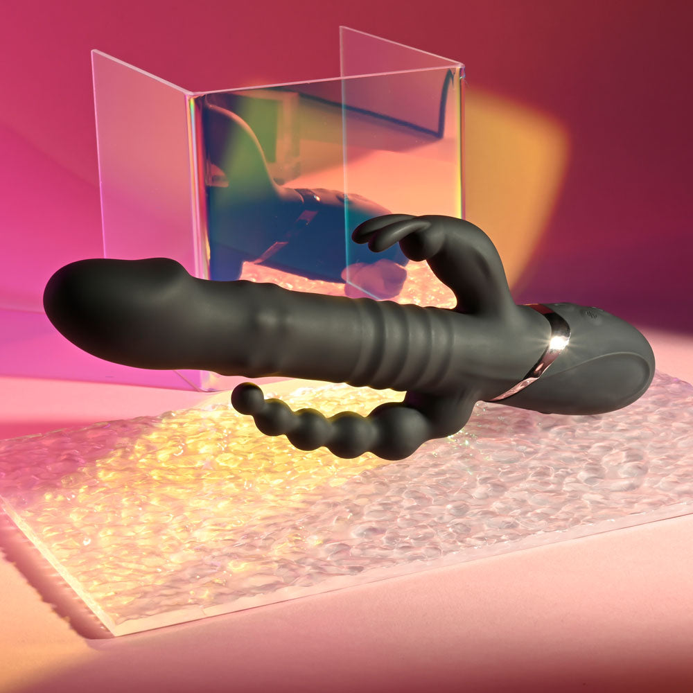 Playboy Pleasure BIG BUNNY ENERGY - Black 26.2 cm USB Rechargeable Rabbit Vibrator with Anal Be