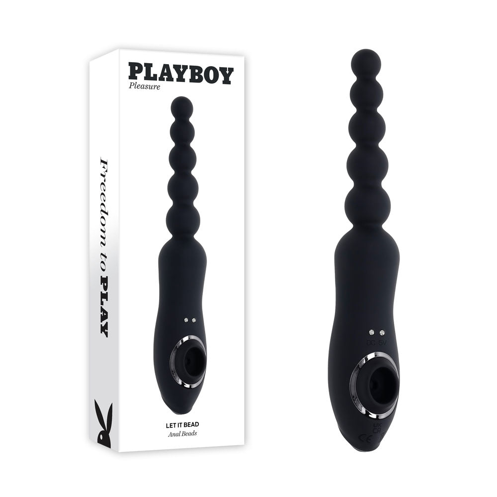 Playboy Pleasure LET IT BEAD - Black 23.1 cm USB Rechargeable Vibrating Anal Beads with Clitora