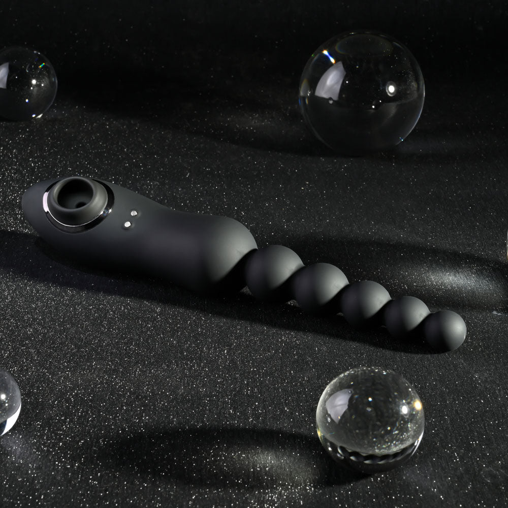 Playboy Pleasure LET IT BEAD - Black 23.1 cm USB Rechargeable Vibrating Anal Beads with Clitora