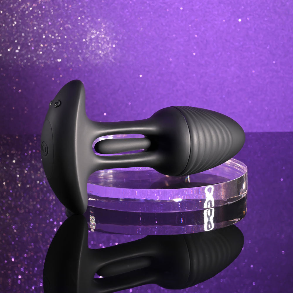Playboy Pleasure RIM SHOT - Black 11.4 cm USB Rechargeable Vibrating Butt Plug-PB-RS-5872-2