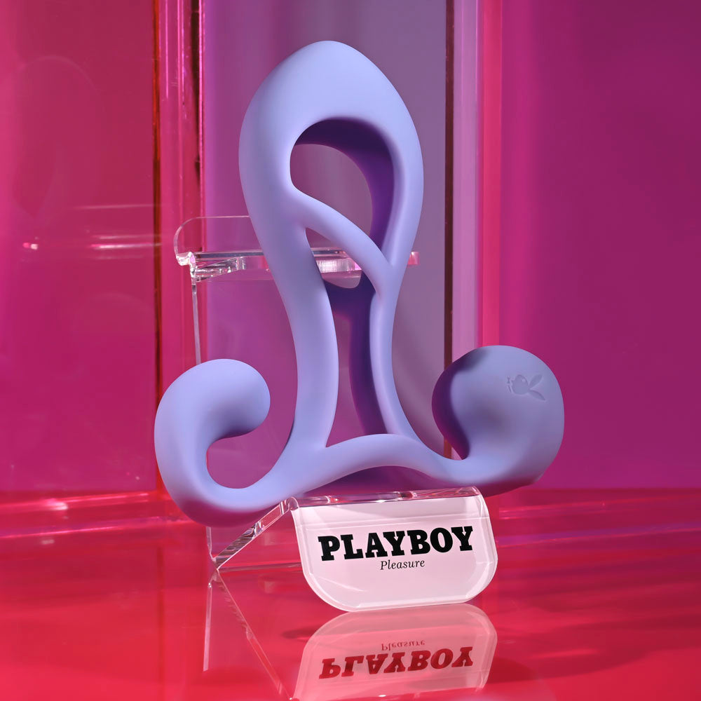 Playboy Pleasure FANTASY CAGE - Purple USB Rechargeable Vibrating Penis Sleeve-PB-RS-6824-2