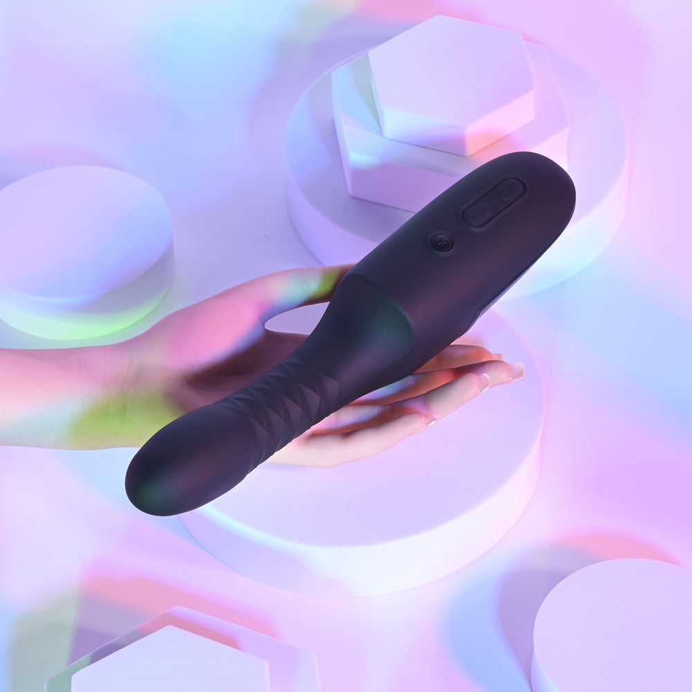 Playboy Pleasure OVERDRIVE - Black 28.2 cm USB Rechargeable Thrusting Vibrator-PB-RS-7302-2