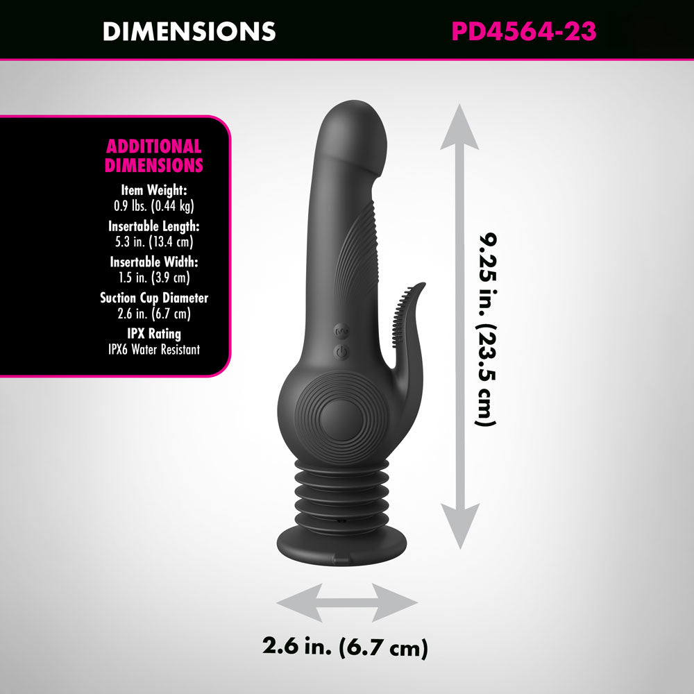 Fetish Fantasy Series Pogo Thruster - Black USB Rechargeable 23.5 cm Gyrating Rabbit Vibrator-PD4564-23