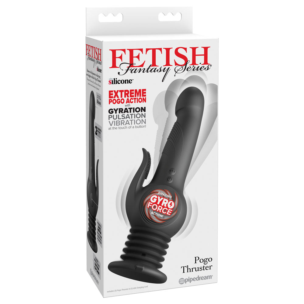 Fetish Fantasy Series Pogo Thruster - Black USB Rechargeable 23.5 cm Gyrating Rabbit Vibrator-PD4564-23