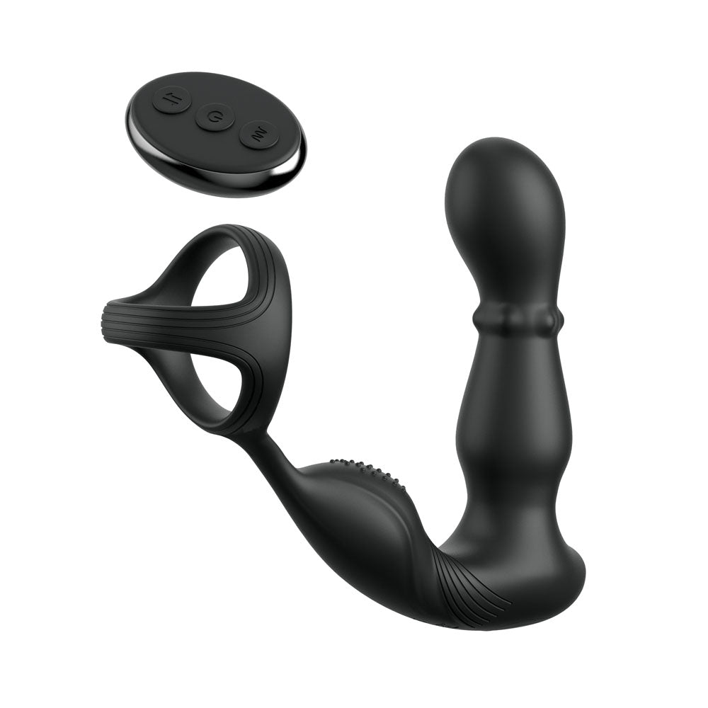 Anal Fantasy Elite Ass-Gasm Slide & Glide - Black USB Rechargeable Prostate Massage with Cock Ring-PD4795-23
