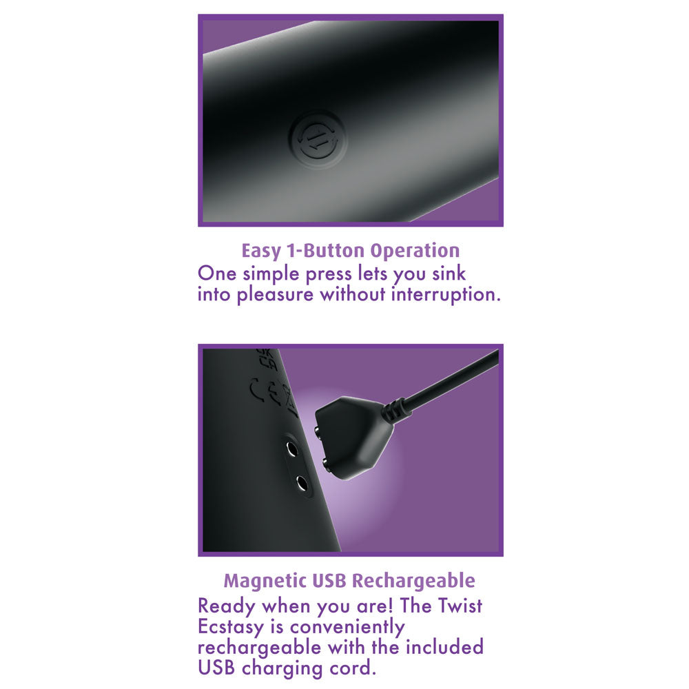 Anal Fantasy Elite Twist Ecstasy - Black - Black 24.1 cm USB Rechargeable Twisting & Thrusting