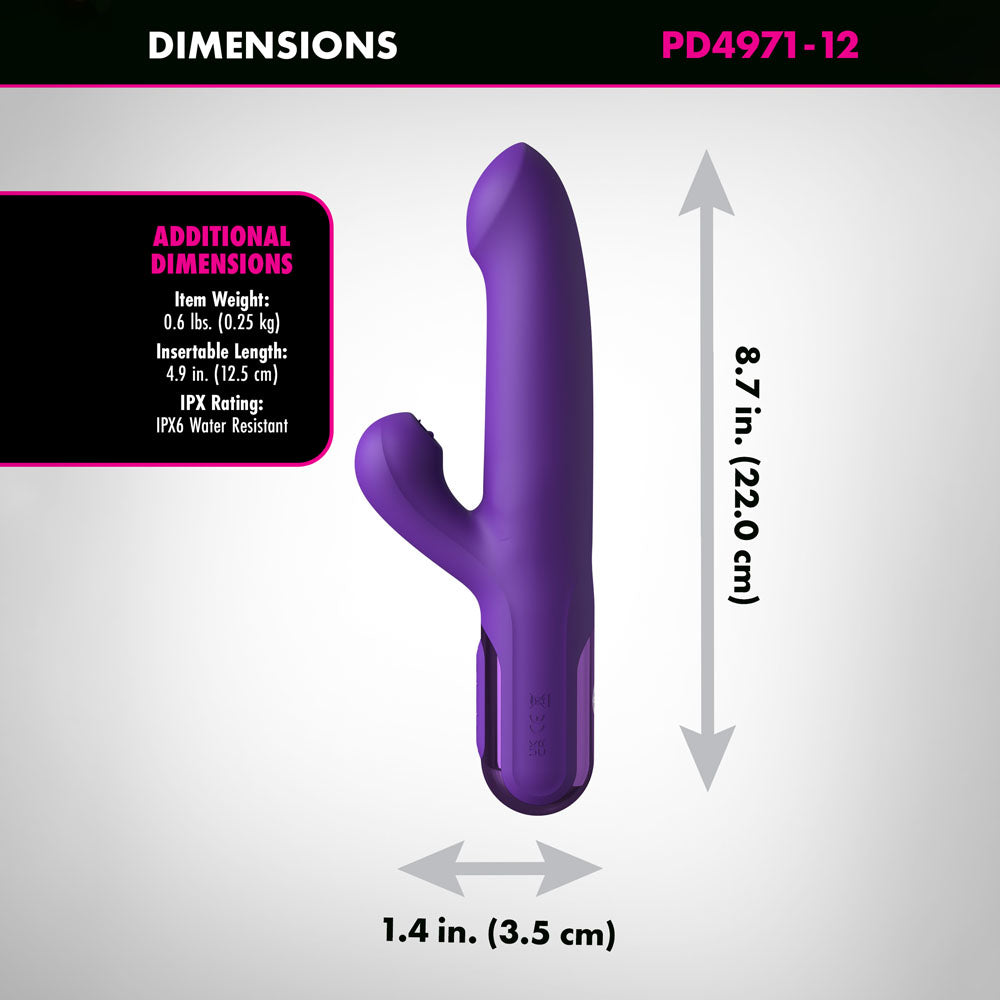 Fantasy For Her Super SoniX Thruster - Purple USB Rechargeable Thrusting Rabbit Vibrator-PD4971-12