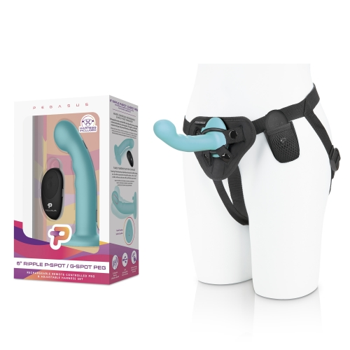 Pegasus 6" Remote Control Ripple P-Spot G-Spot Silicone Peg with Harne...-PEG-009