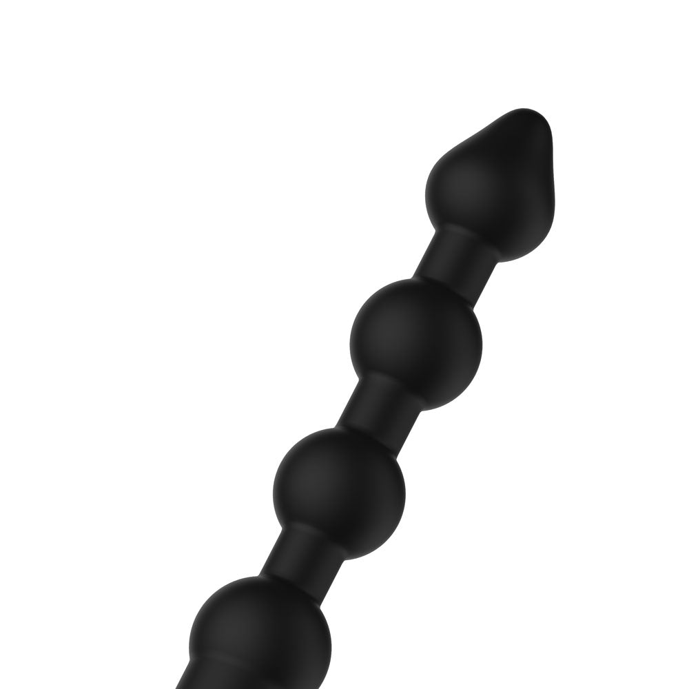 Passion Play Vibrating Anal Beads with Remote - Black USB Rechargeable Vibrating Anal Beads wit