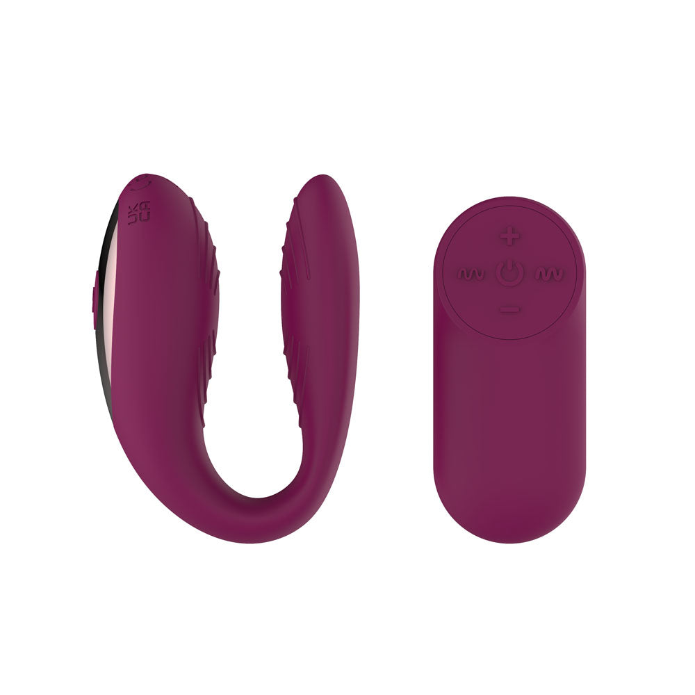 Passion Play Couple Vibe with Remote Controller - Purple USB Rechargeable Couples Vibrator with Wireless Remote - PP0094