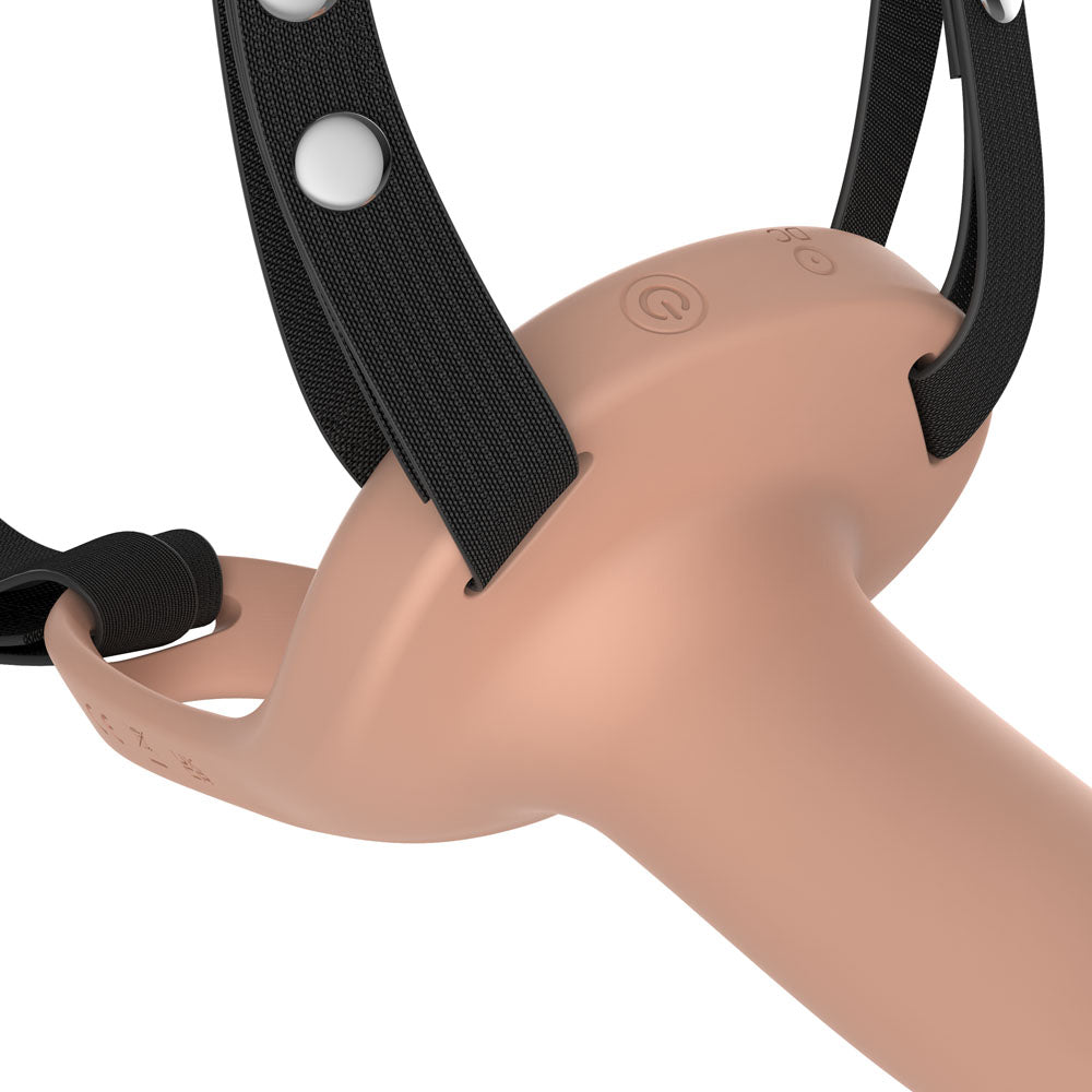 Passion Play Vibrating Smooth Hollow Strap-On - Flesh - Flesh 15.5 cm USB Rechargeable Vibratin