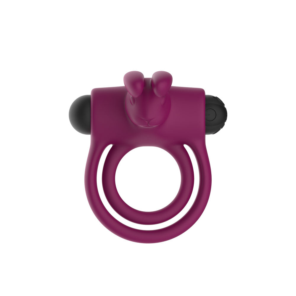 Passion Play Silicone Rabbit Vibrating Cockring - Purple USB Rechargeable Vibrating Penis and B