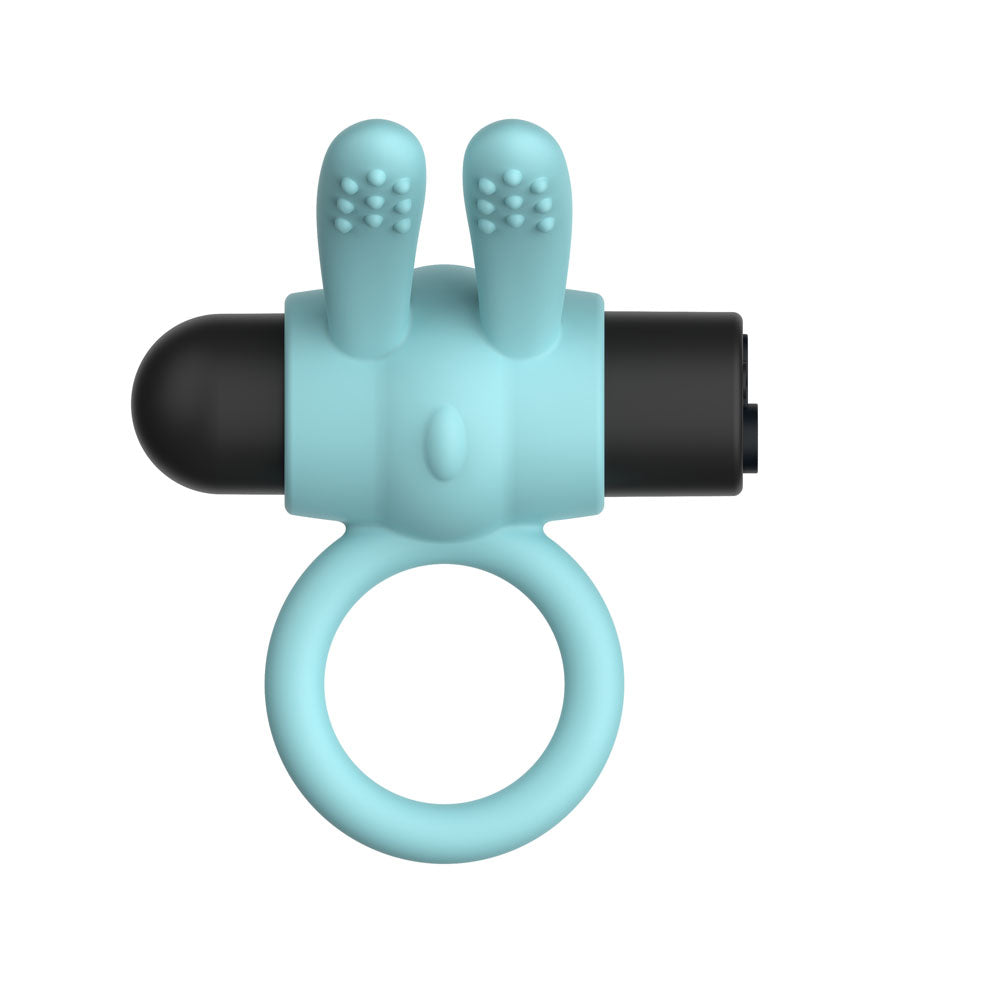 Passion Play Silicone Rabbit Vibrating Cockring - Blue - Blue USB Rechargeable Vibrating Penis Ring - PP0244