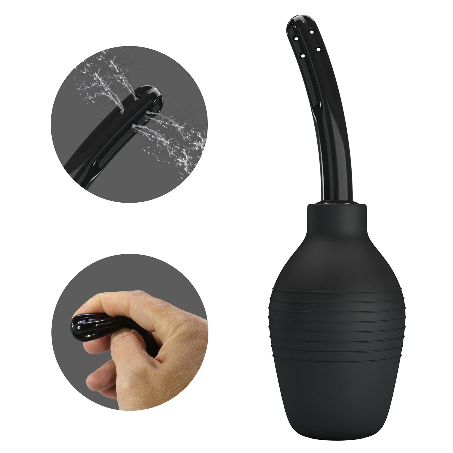 MR PLAY Anal Douche - Black - Black Unisex Douche - 310 ml Capacity - QX-003-MR-1