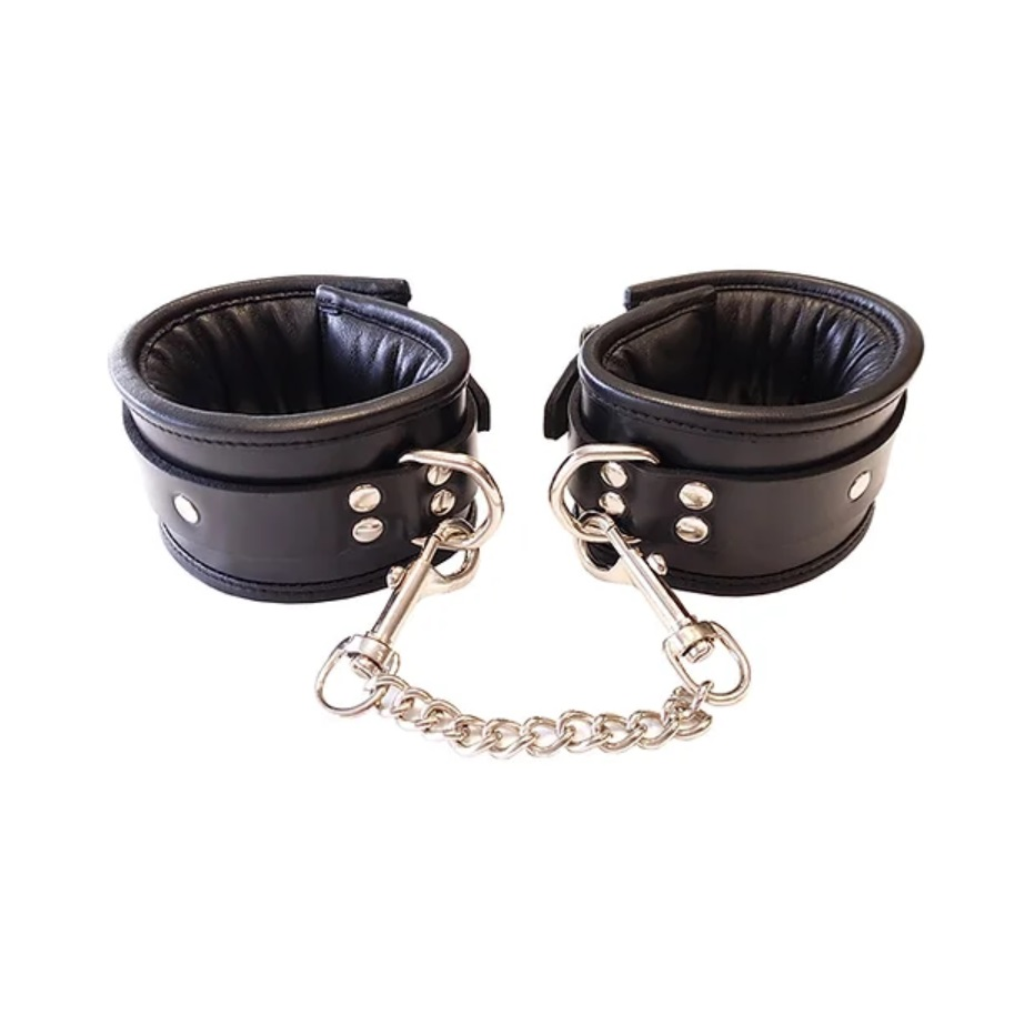 LEATHER WRIST CUFFS - BLACK-RC1006BK