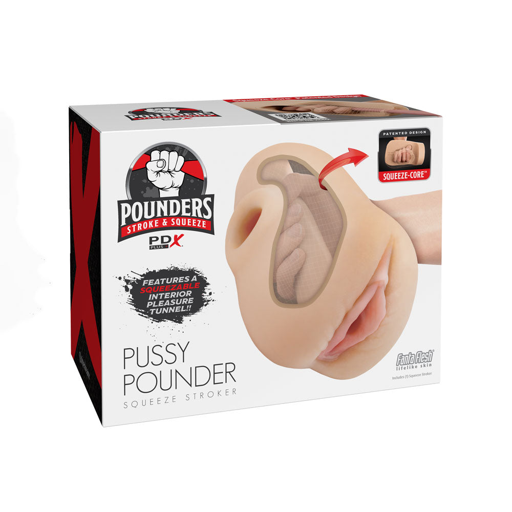 PDX Plus Pussy Pounder Squeeze Stroker - Flesh - Flesh Vagina Stroker-RD435-21