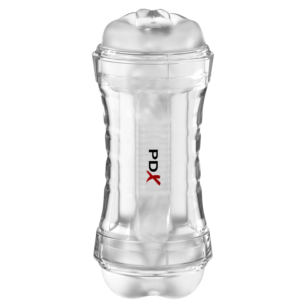 PDX Wet Pussies Super Flip-A-Pussy Over - Clear - Clear Dual Ended Self Lubricating Stroker (Va