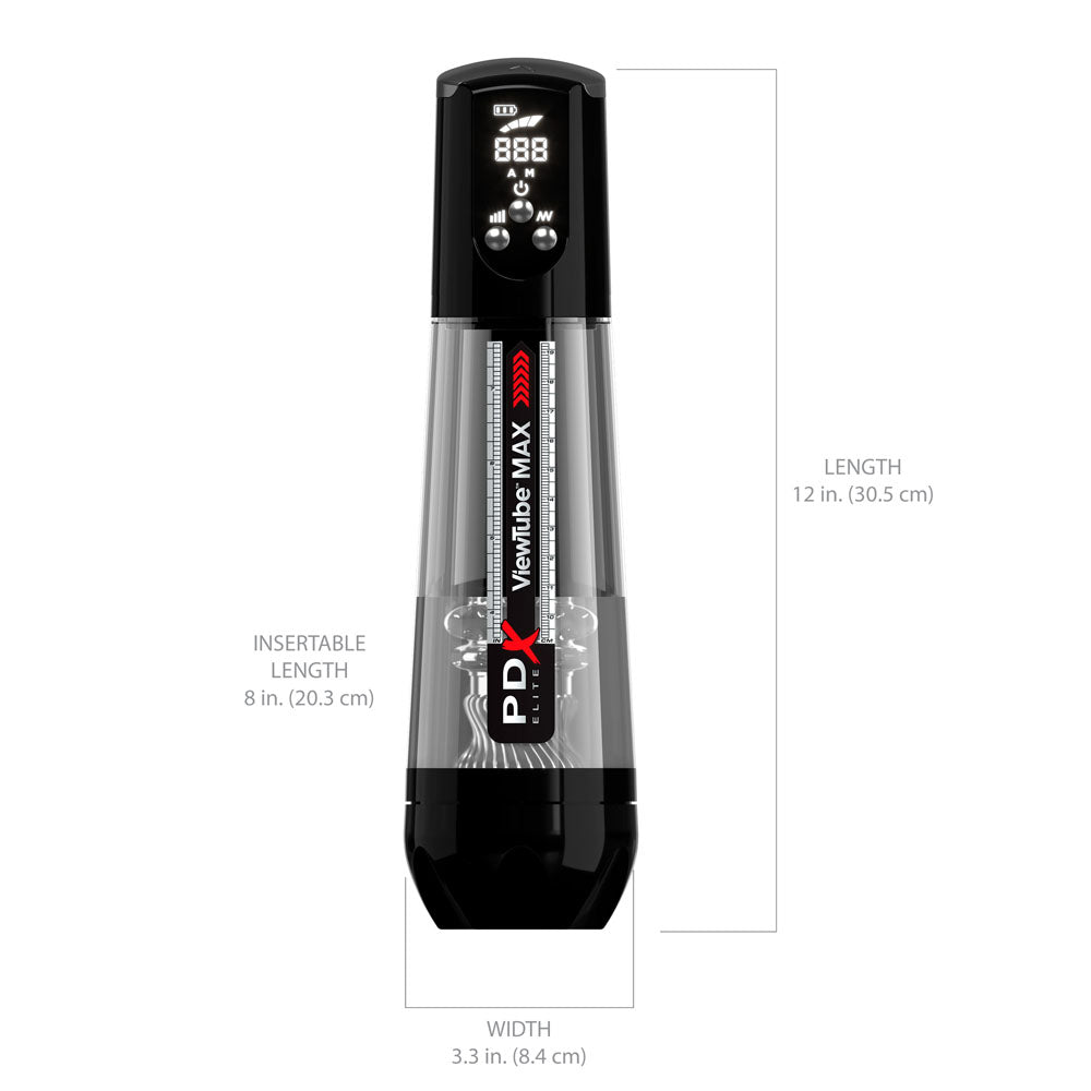 PDX Elite ViewTube MAX View - Clear USB Rechargeable Suction Auto Stroker-RD553-23