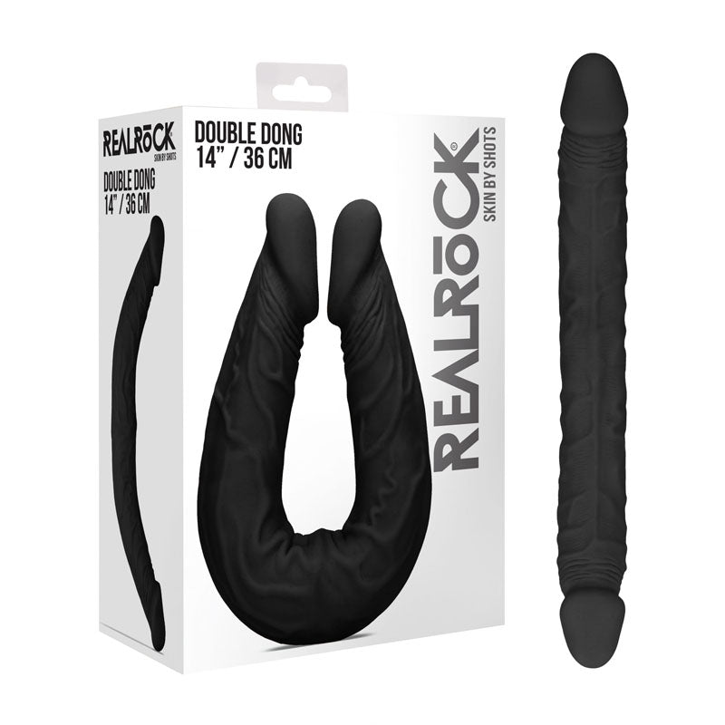 REALROCK 14 Double Dildo - Black 36 cm Double Dong - REA102BLK